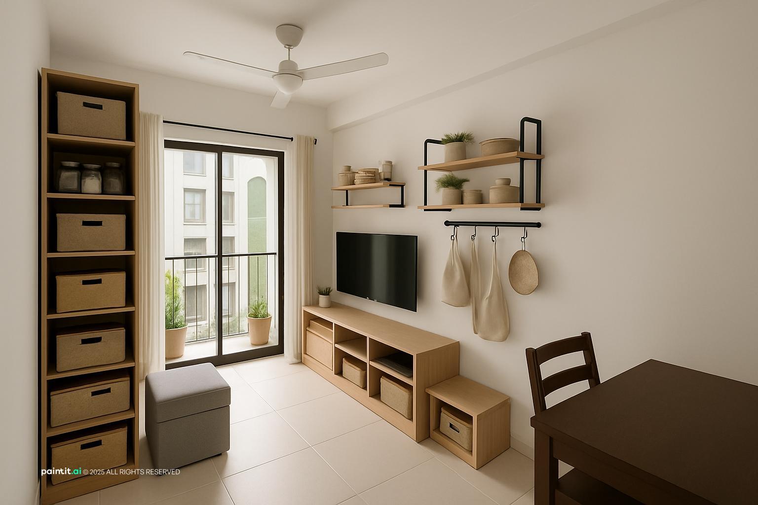 Living Room Library: Elegant Storage Solutions | Paintit.ai - 2