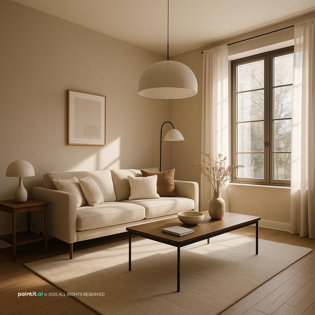 Cozy Modern Living Room Design showing cozy softness, soft textiles, clean-lined furniture for Cozy Living Room Ideas.
