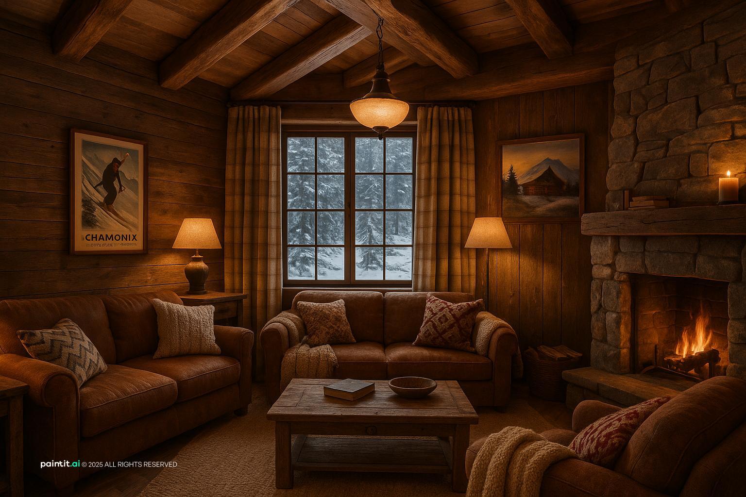 Log Cabin Living Room - Design Ideas | Paintit.ai - 2