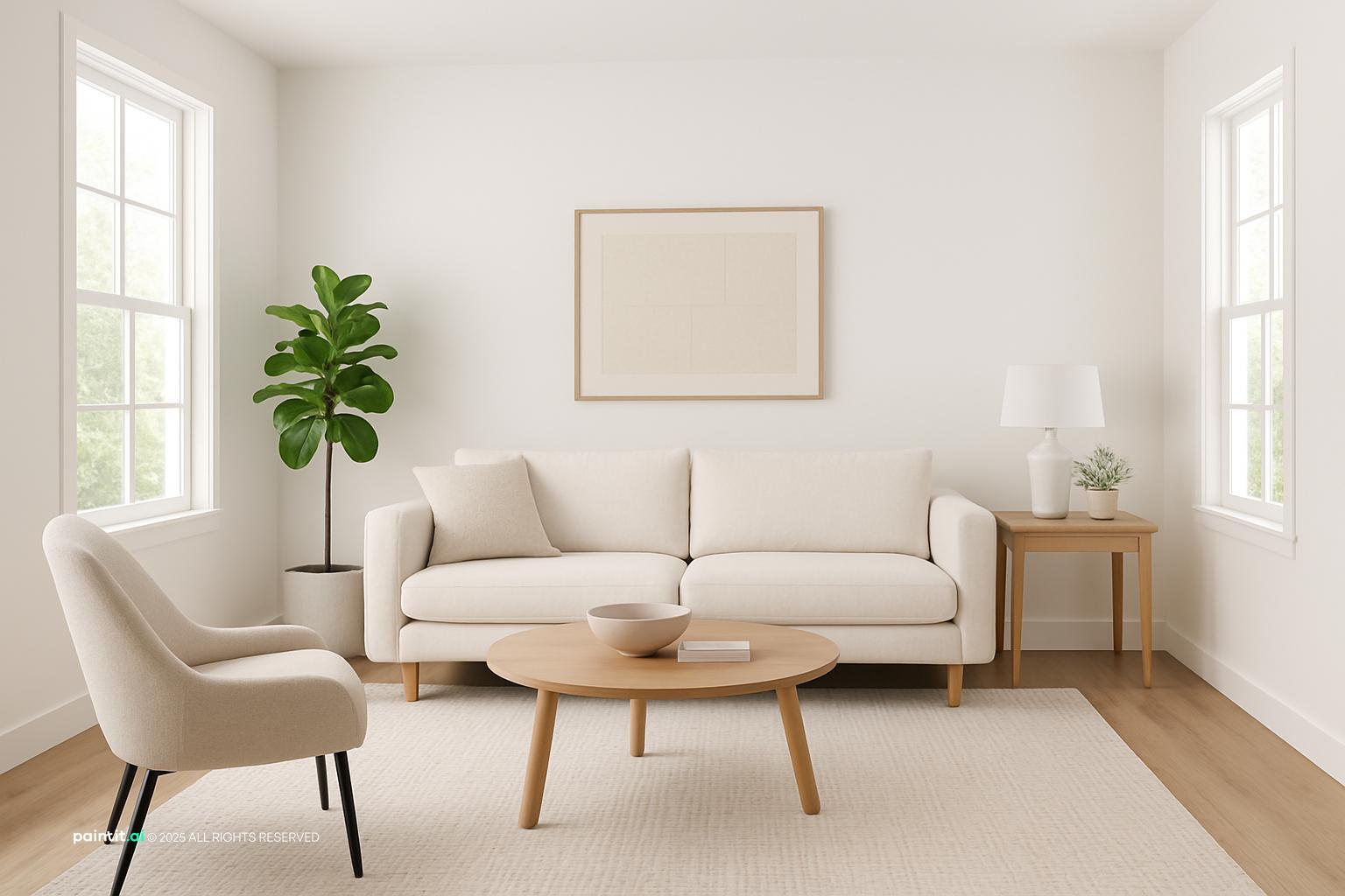 White Living Room with Green Accents - Design Inspiration | Paintit.ai - 22