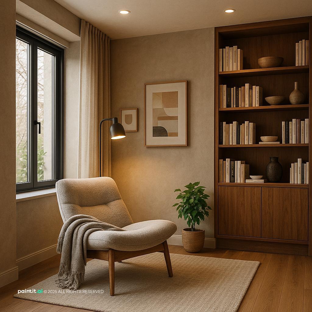 Cozy Contemporary Reading Room Design for Kelly Hoppen Interior Design Style