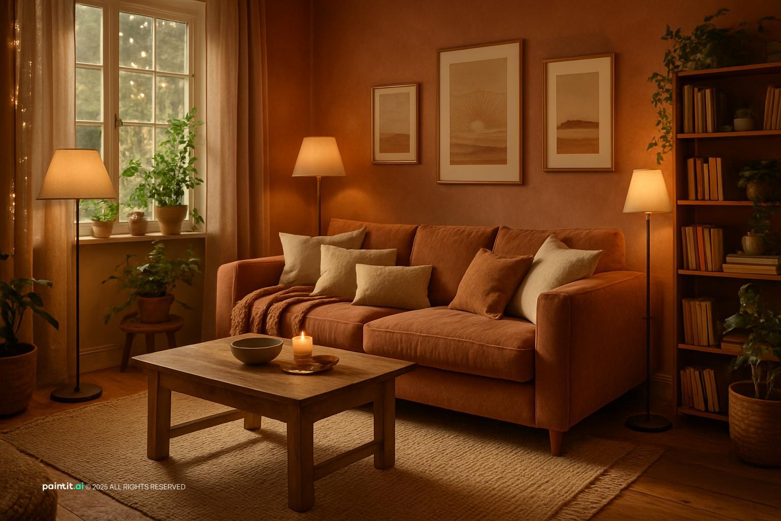 Terracotta Living Room - Warm Design Ideas | Paintit.ai - 6