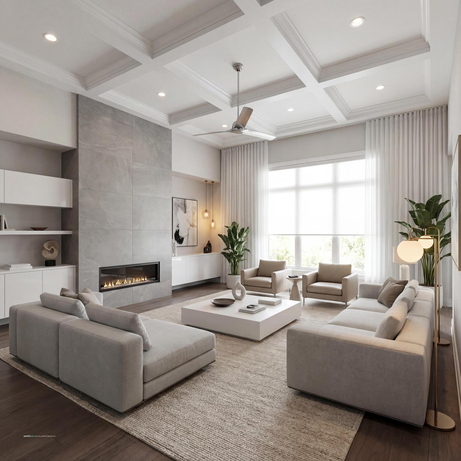 White Grey Living Room Ideas - Elegant Interior Designs | Paintit.ai - 33