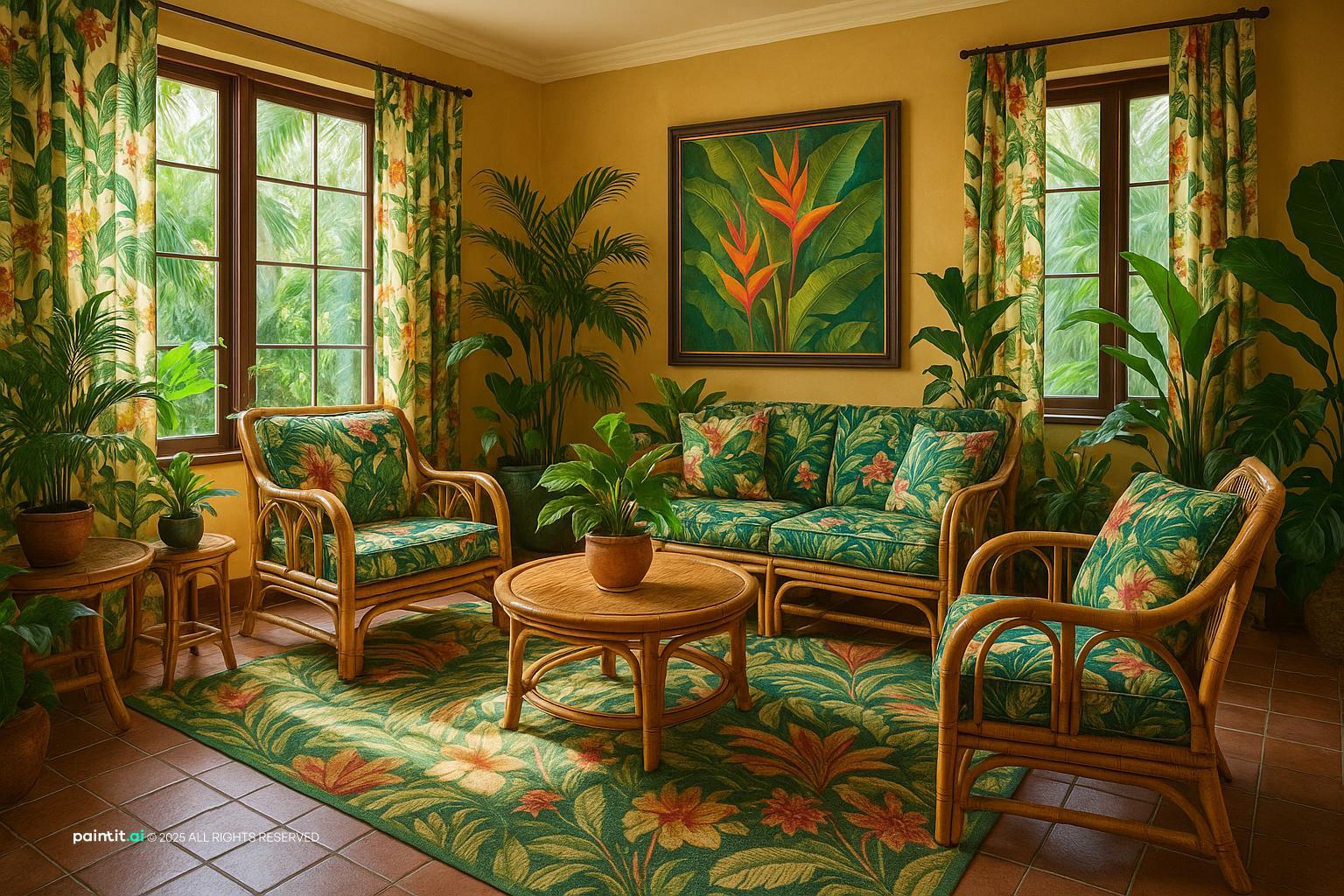 Island Interior with Vibrant Tropical Inspiration for Island Style Interior Design