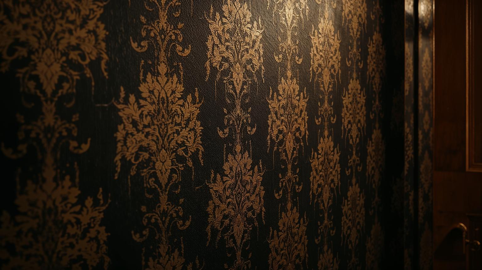 Black and Gold Patterned Wallpaper