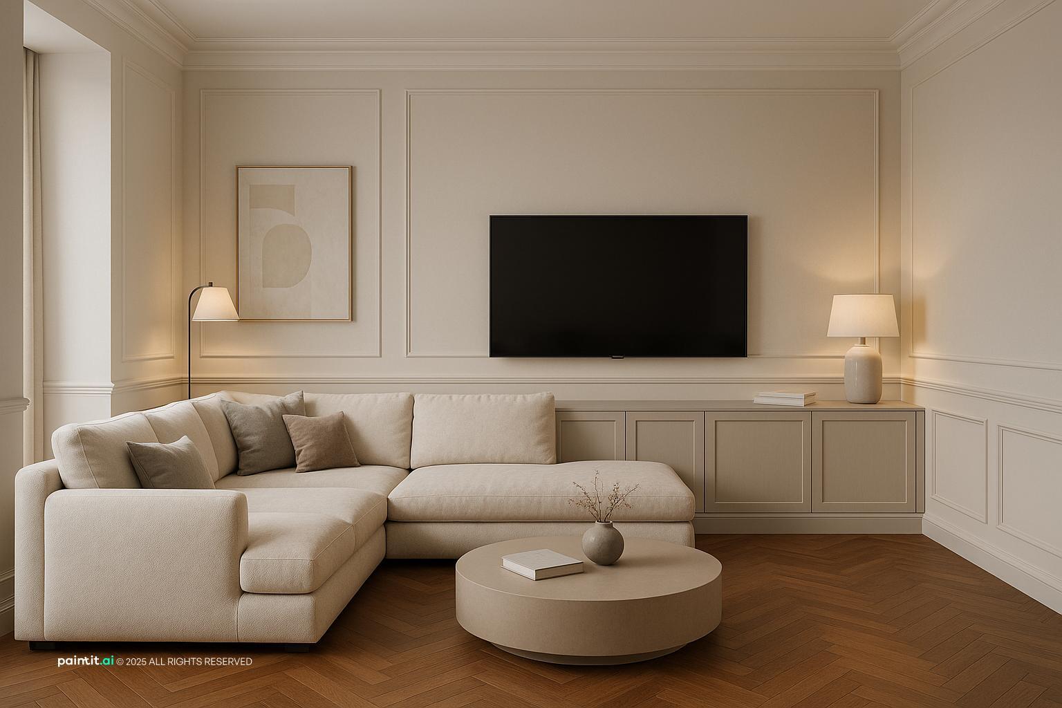 White Gray Brown Living Room - Design Ideas | Paintit.ai - 16