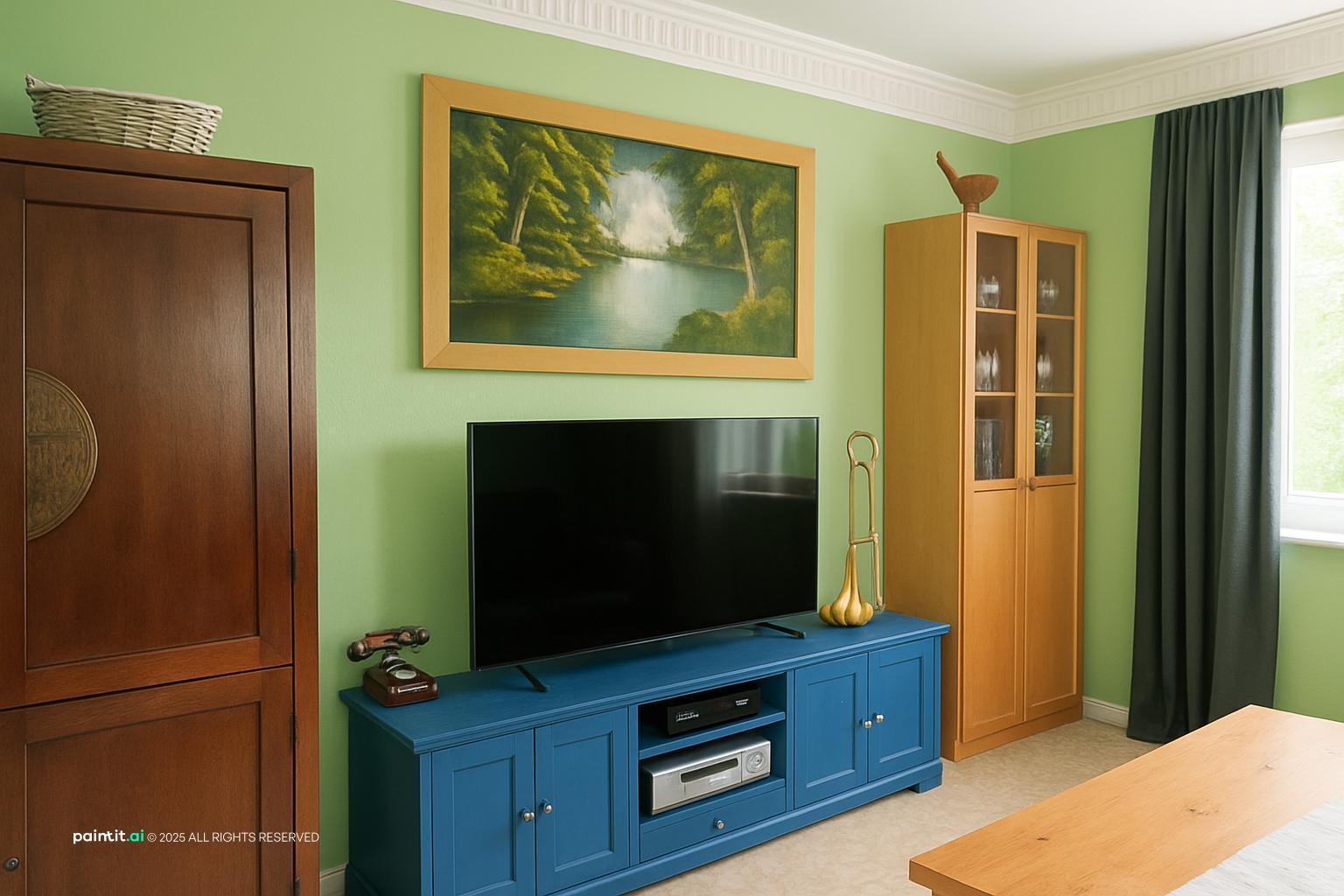 Blue and Green Living Room: Design Ideas | Paintit.ai - 8