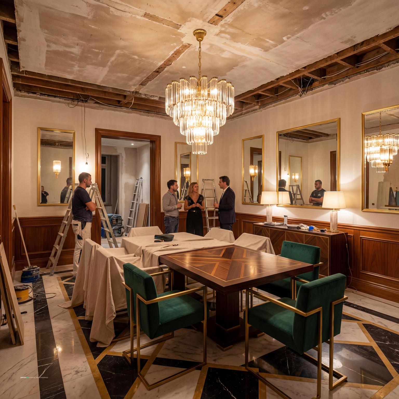 Stunning Art Deco Dining Room with Refined Contrast for 1920 Interior Design Style