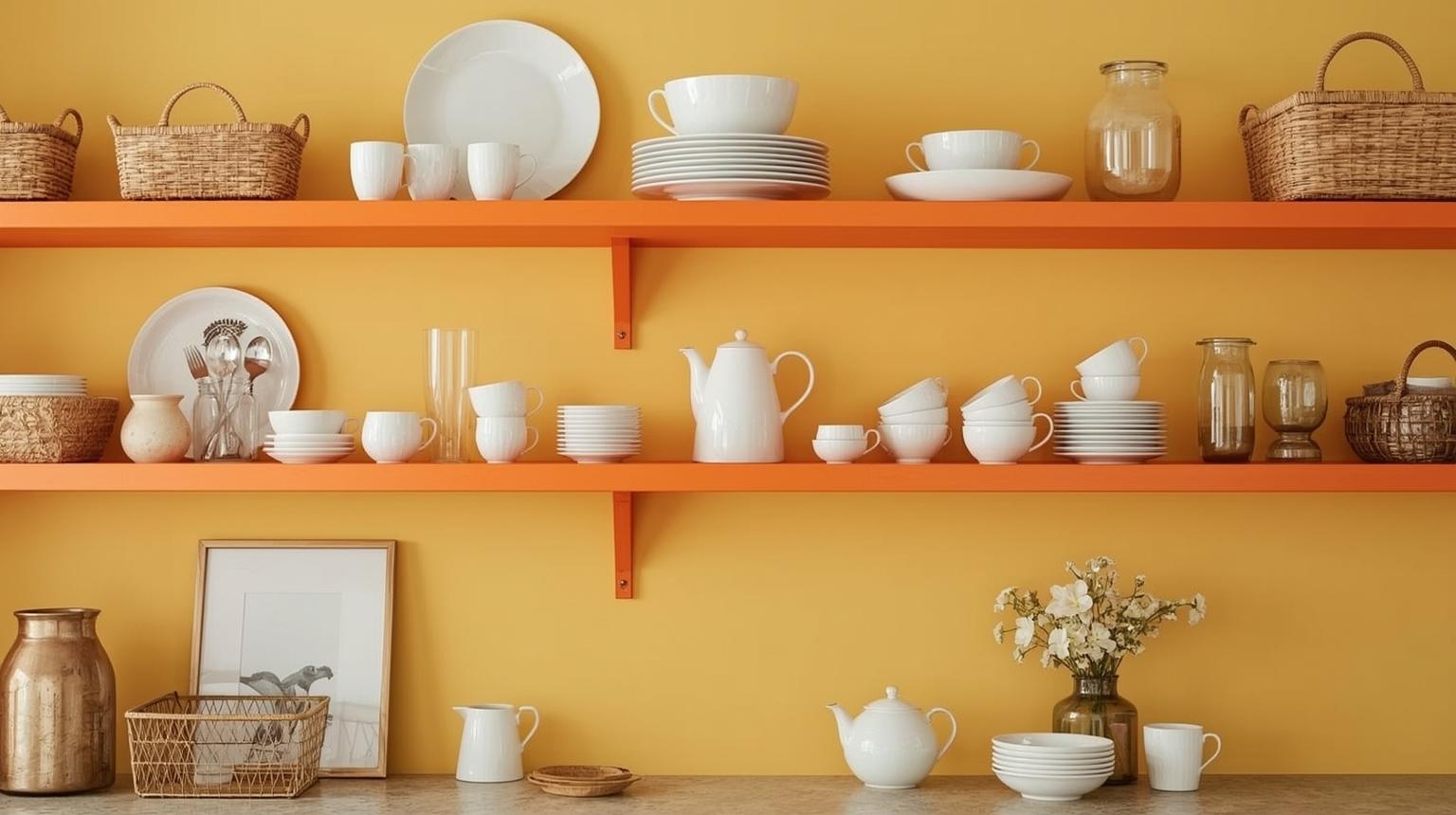 Orange Open Shelving