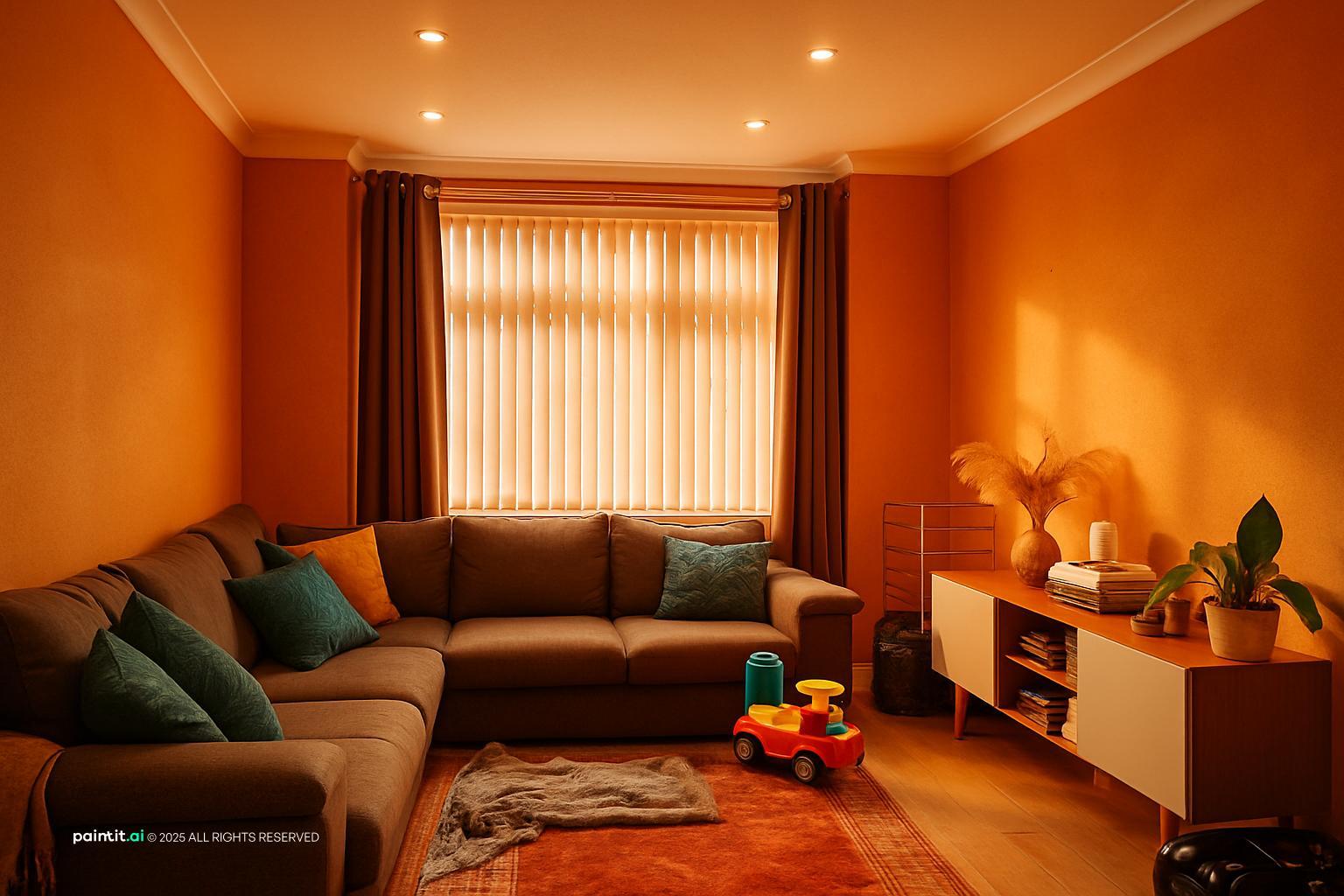 Rustic Burnt Orange Living Room: Design Inspiration | Paintit.ai - 23