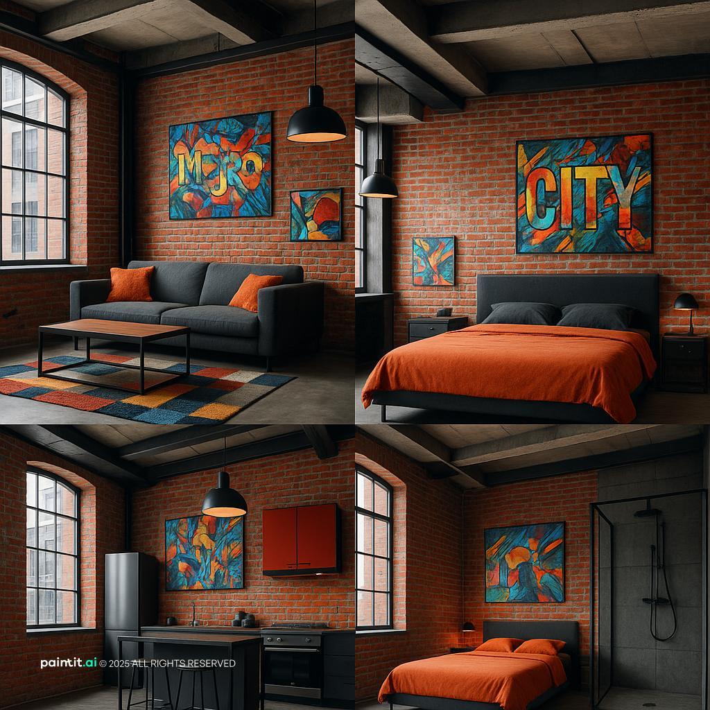 Stylish Metro-Style Interior Design for a Vintage Industrial Living Room
