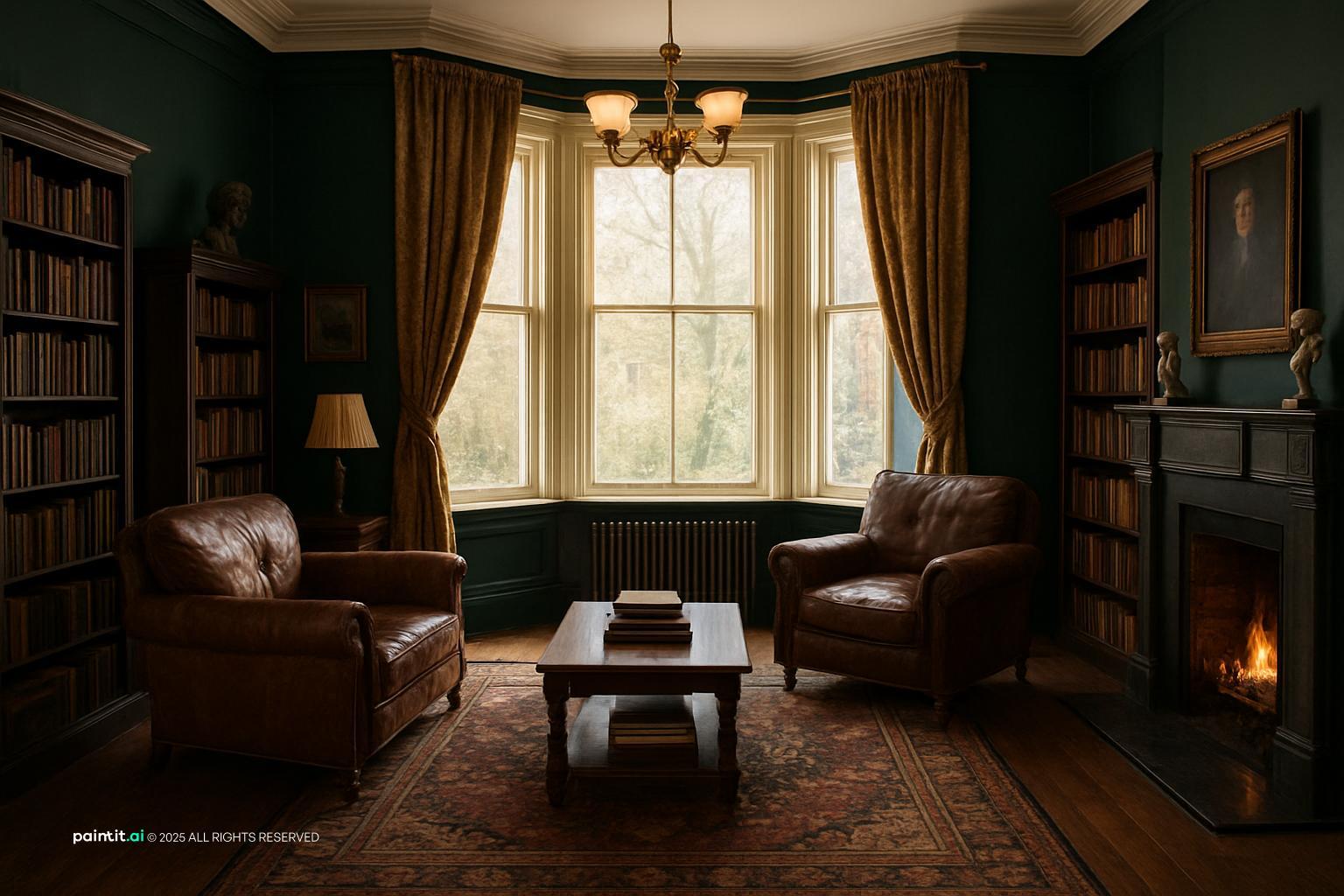 Victorian Dark Green Living Room: Elegant Decor Ideas | Paintit.ai - 4