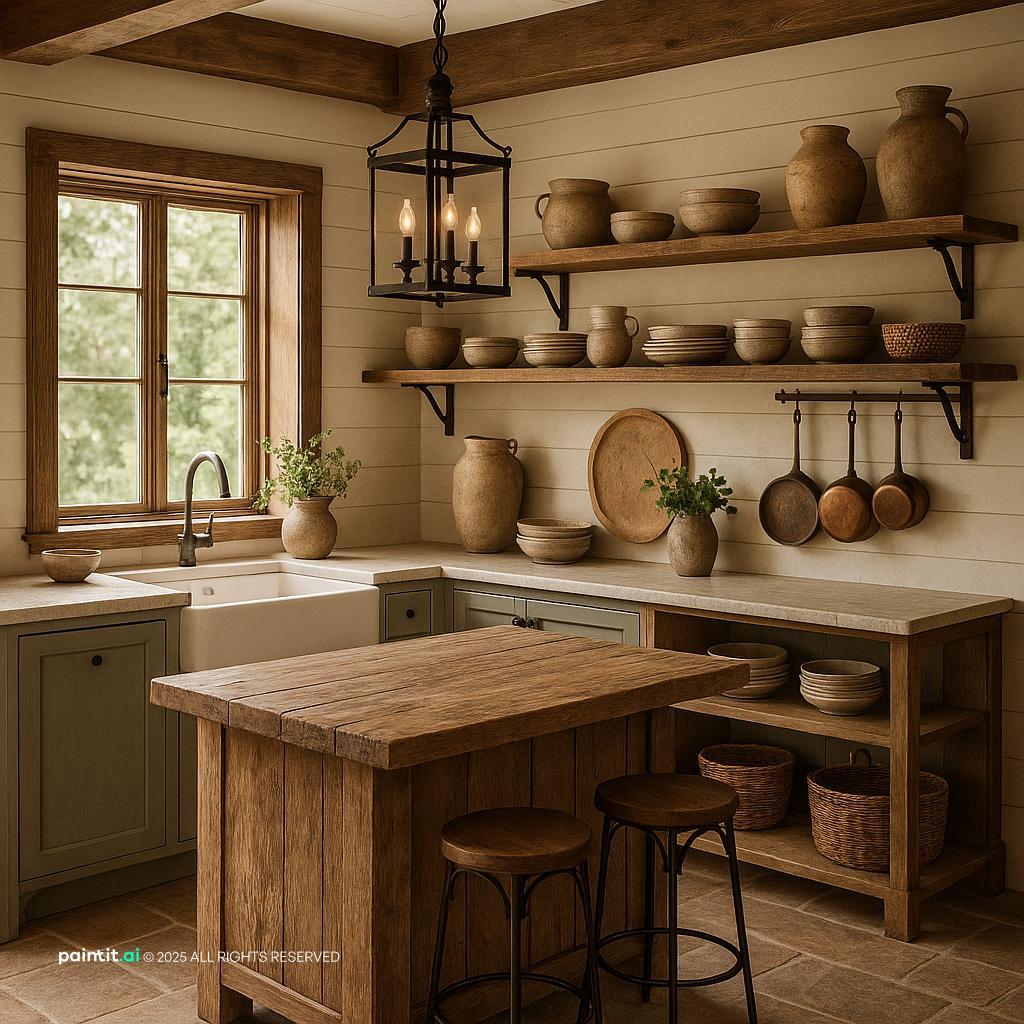 Cozy Rustic Farmhouse Kitchen for Country Style Interior Design Characteristics