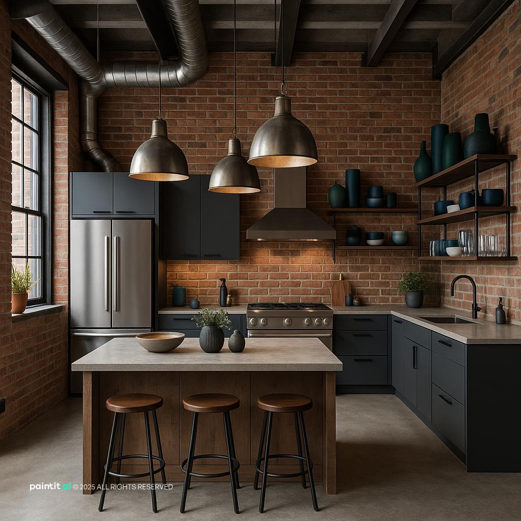 Stunning Industrial Loft Kitchen with Refined Palette for Loft Style Interior Design