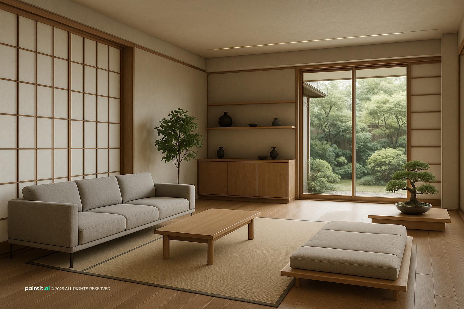 Zen Garden Living Room - Serene Interior Design | Paintit.ai - 21