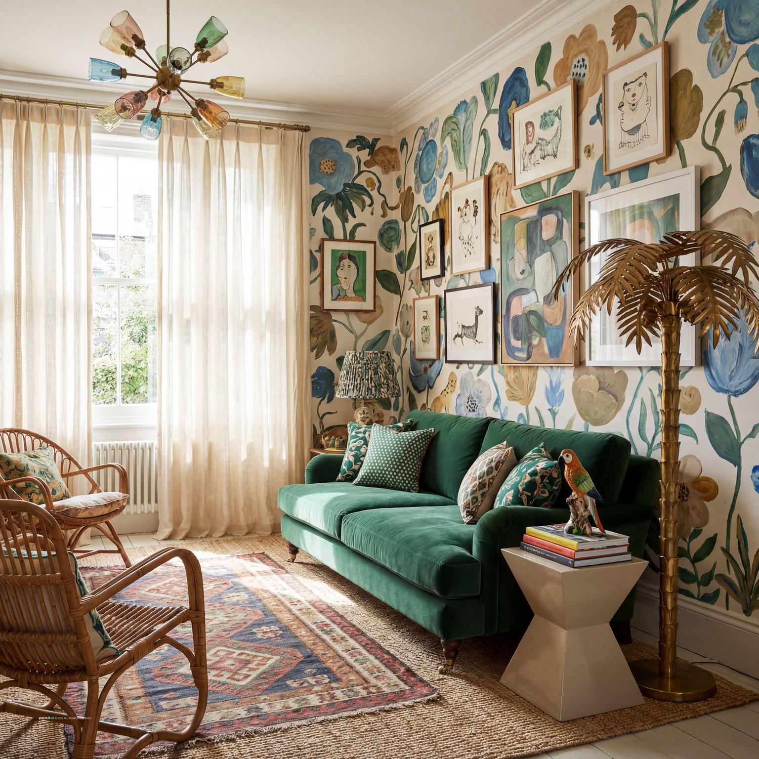 Woven Wood Shades Living Room - Design Ideas & Inspiration | Paintit.ai - 30