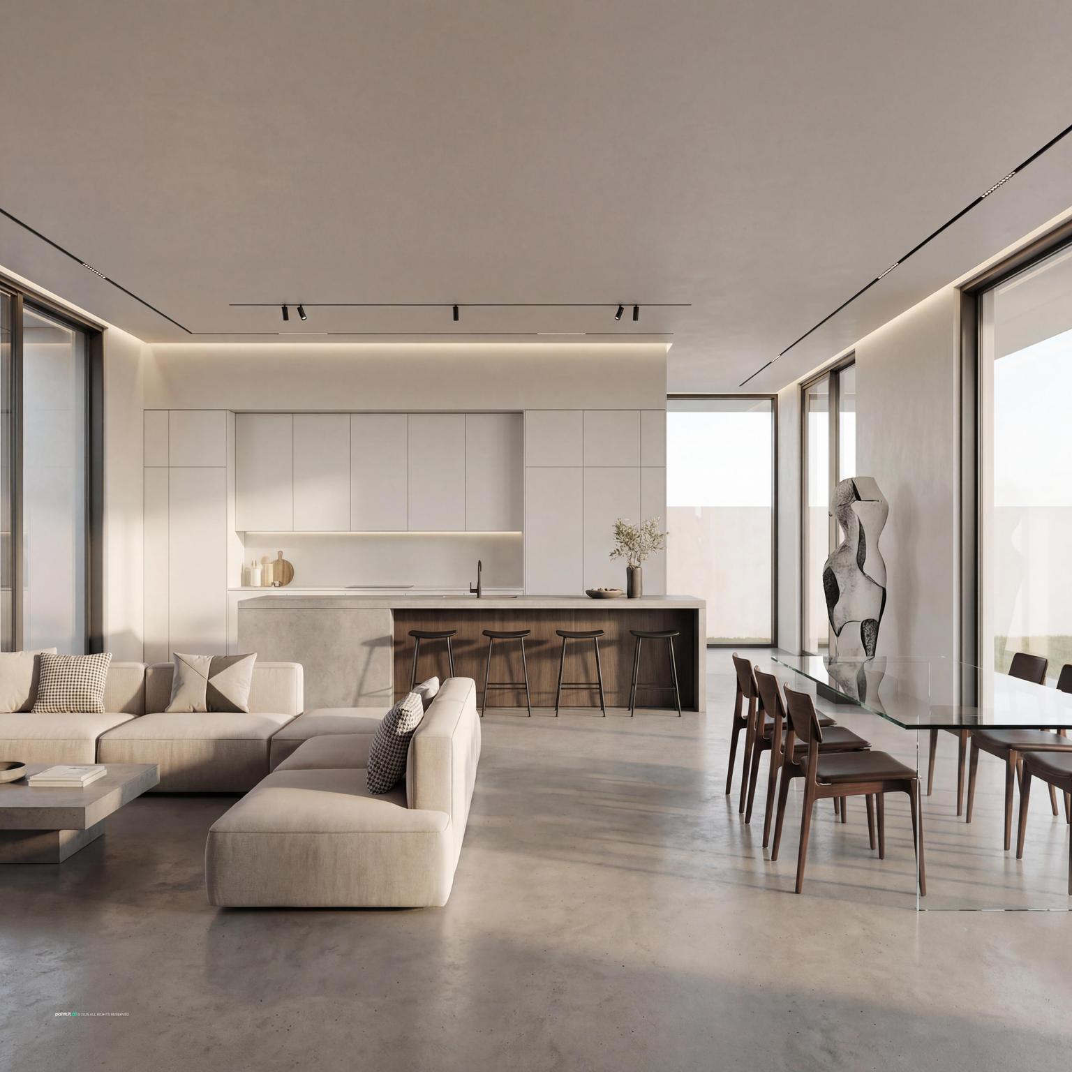 Minimalistic Living Room & Kitchen Design cabin living room