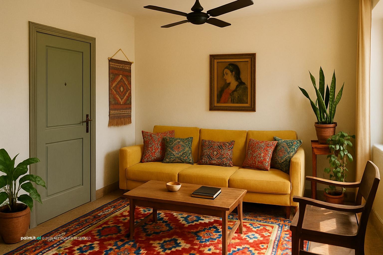 Yellow and Gray Living Room - Design Ideas | Paintit.ai - 15