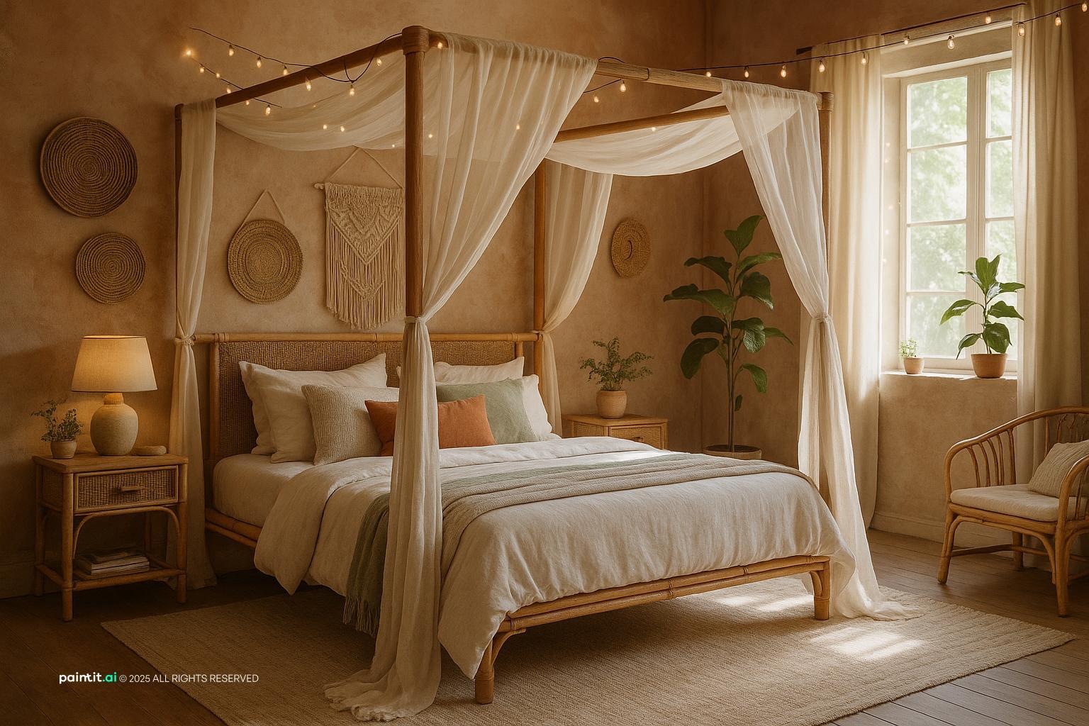 Stunning Boho-Chic Bedroom with Plants for Bohemian Style Interior Design Characteristics