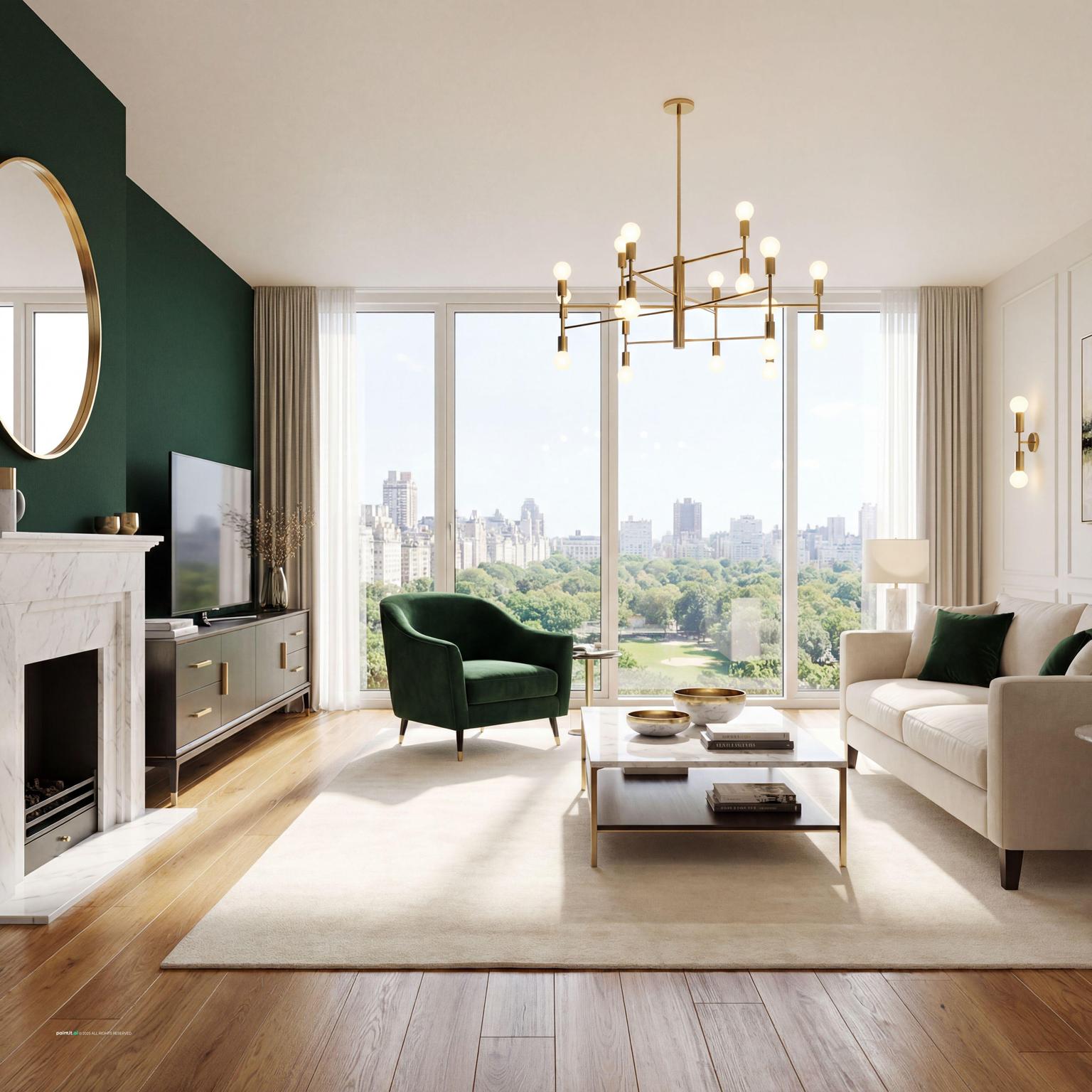 Elegant Modern Living Room Design with wood and lighting and a calm living room atmosphere.
