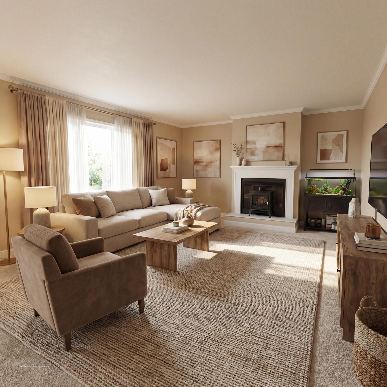 Brown and Beige Living Room Ideas: Elegant Design Concepts | Paintit.ai - 12