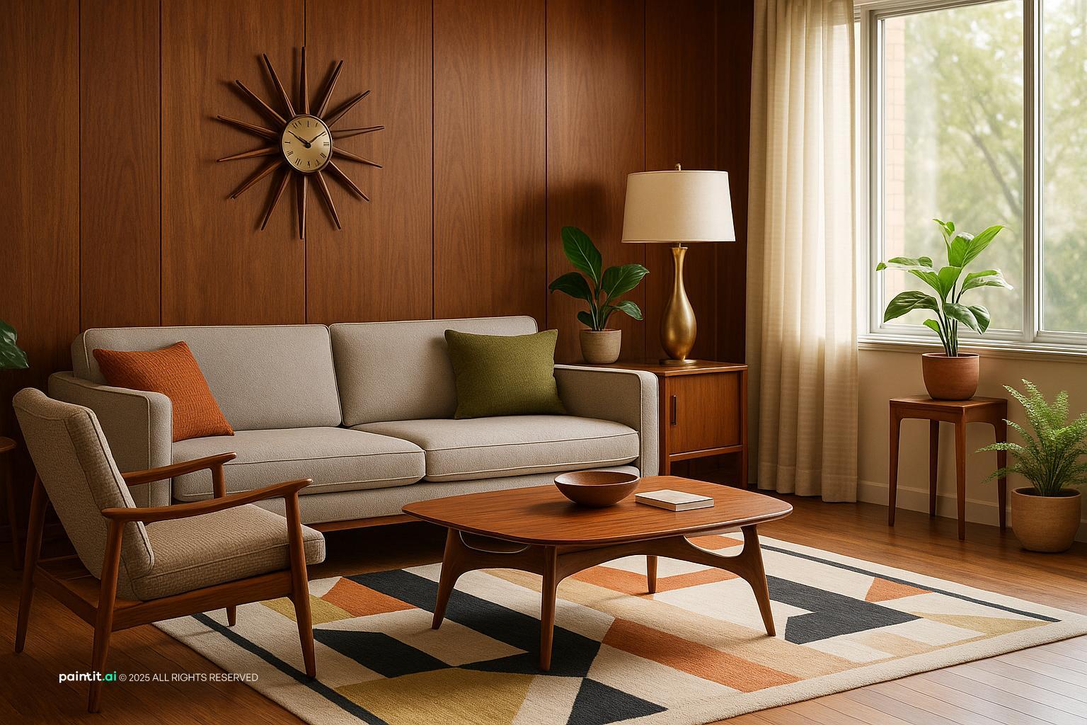 Elegant Mid-Century Modern Living Room Design 1950s living room