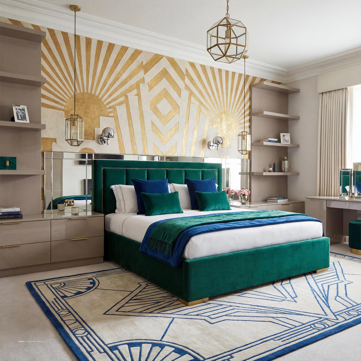 Elegant Art Deco Modern Bedroom for 1920 Interior Design Style