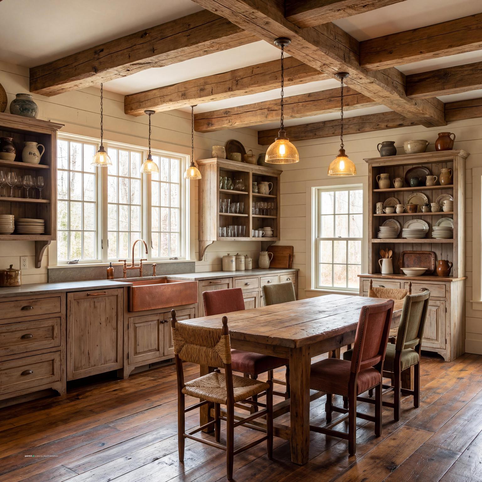 Charming Rustic Farmhouse Kitchen for Country Style Interior Design Characteristics