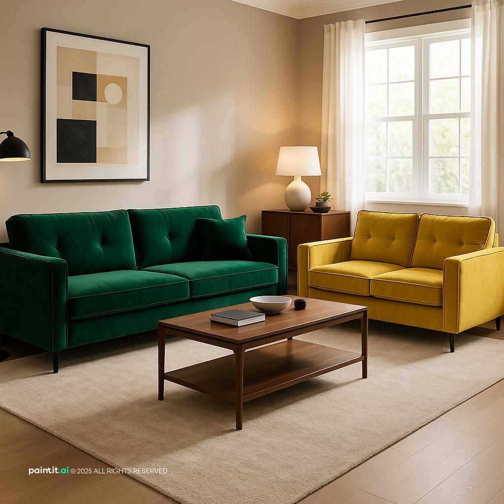 Emerald Green and Gold Living Room Ideas - Elegant Decor Tips | Paintit.ai - 21