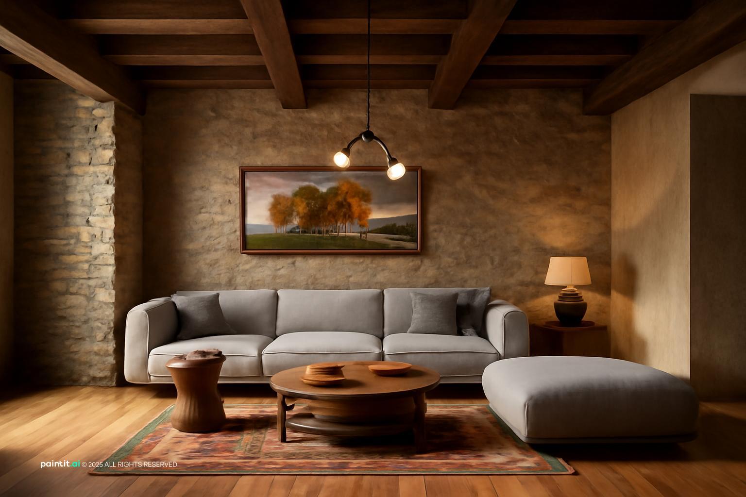 Barndominium Living Room - Rustic Chic Interiors | Paintit.ai - 11