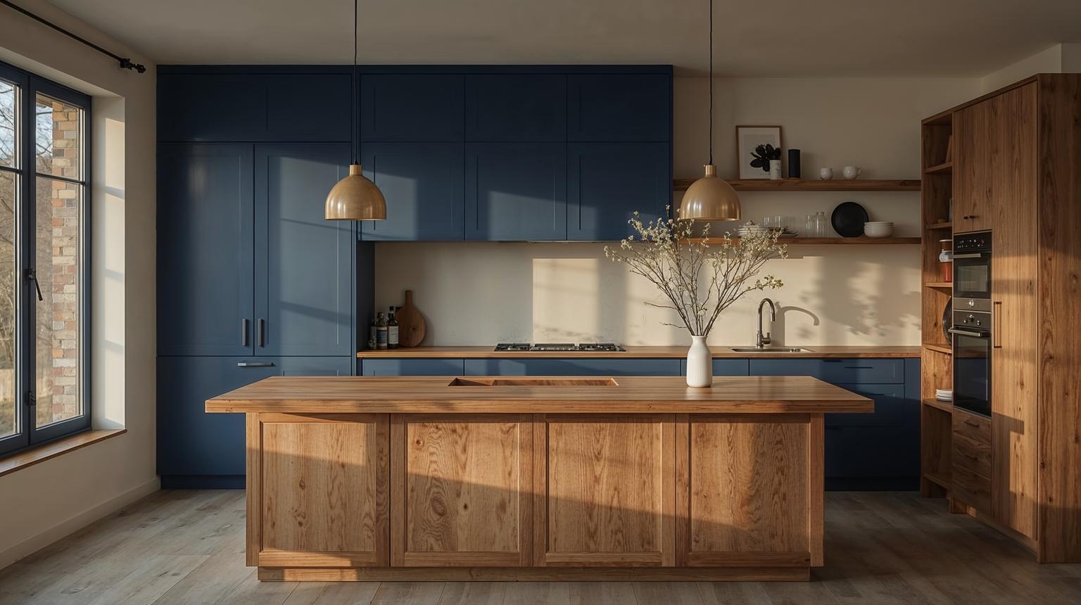 Matte Royal Blue Cabinets for a Soft Touch