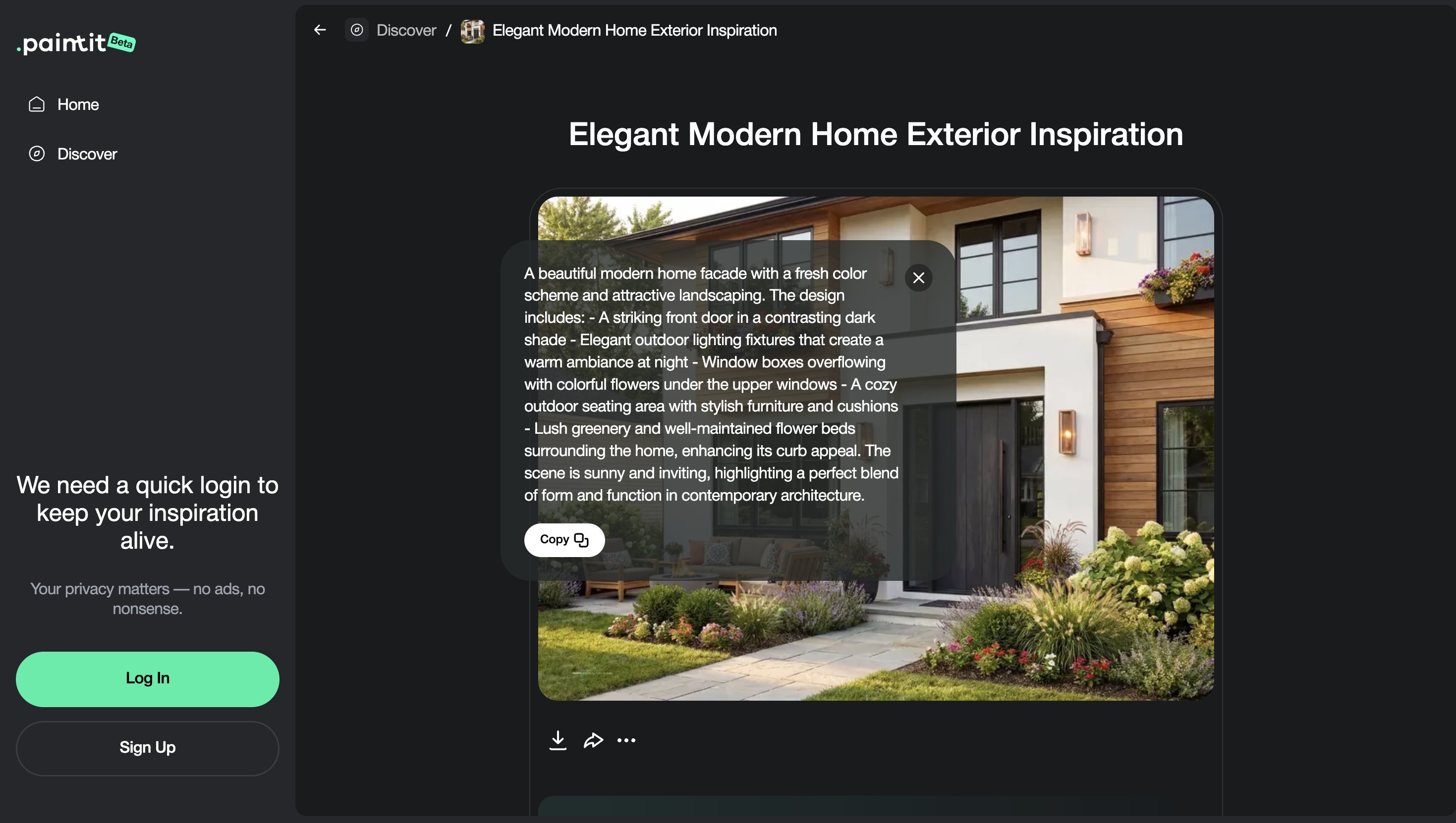 Exterior prompt cards paired with multiple facade redesign directions