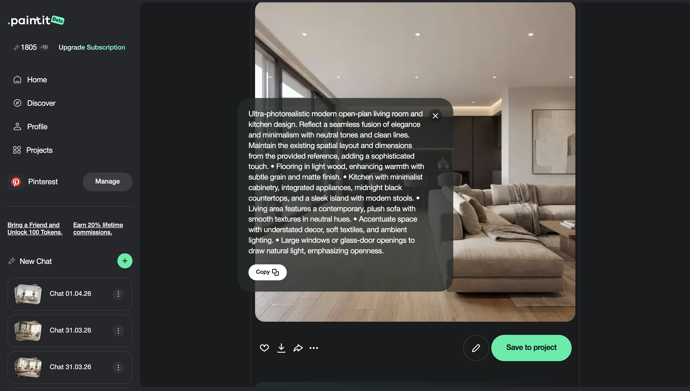 Living room prompt cards paired with multiple design directions