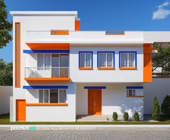 Orange and Blue Living Room - Vibrant Design Concepts | Paintit.ai - 8