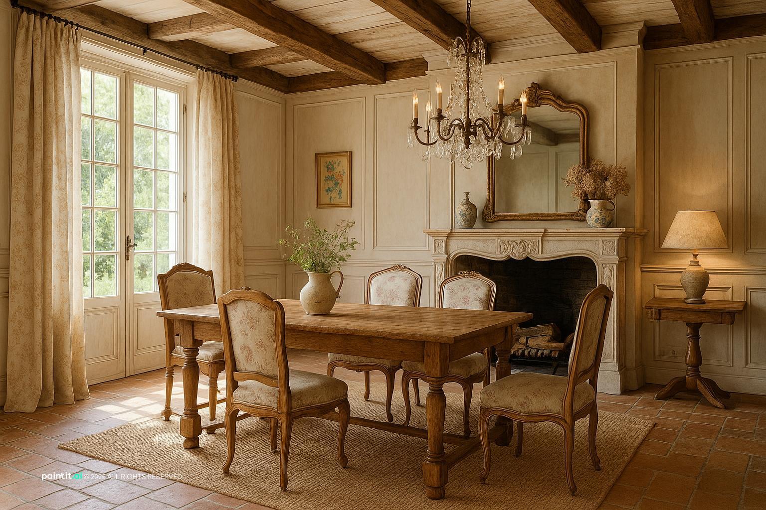Napa Valley style interior with oak stone linen and warm wine country materials 4