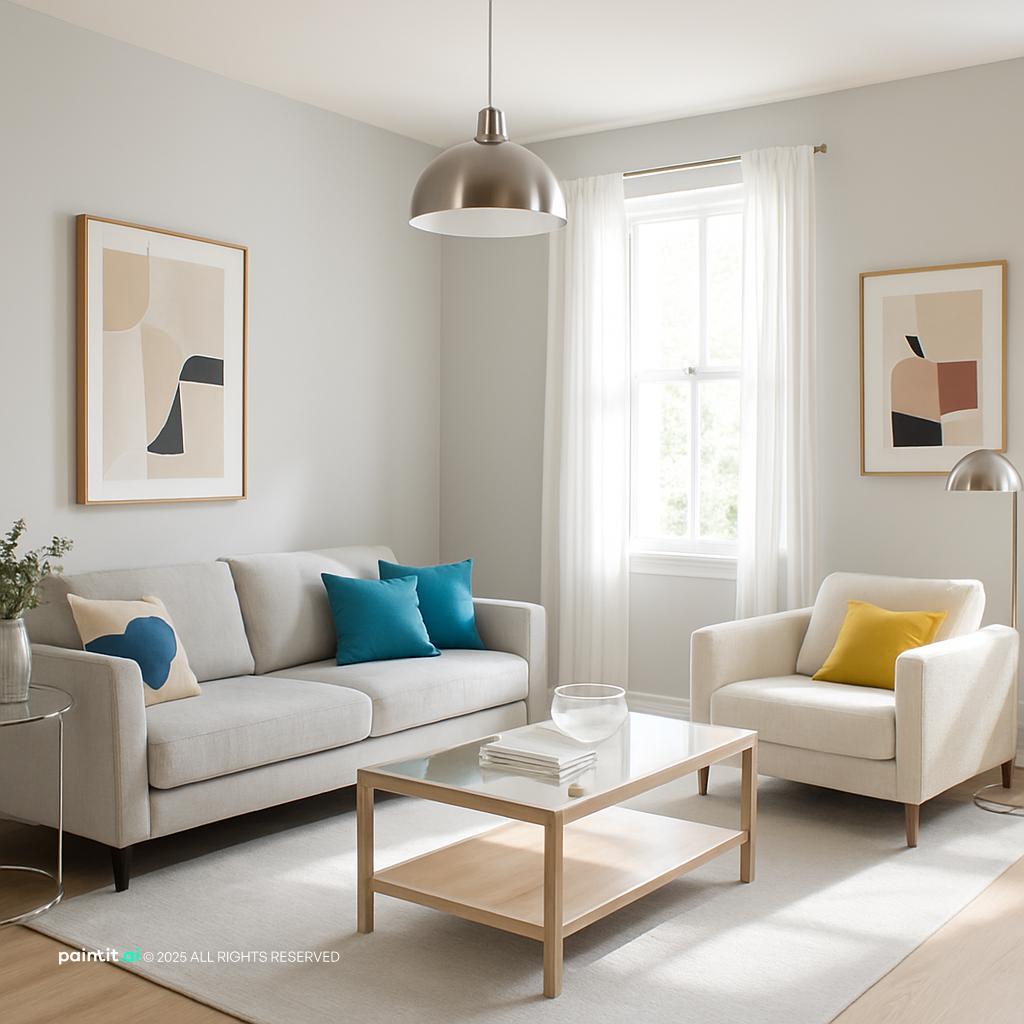 Orange and Grey Living Room - Design Inspiration | Paintit.ai - 16