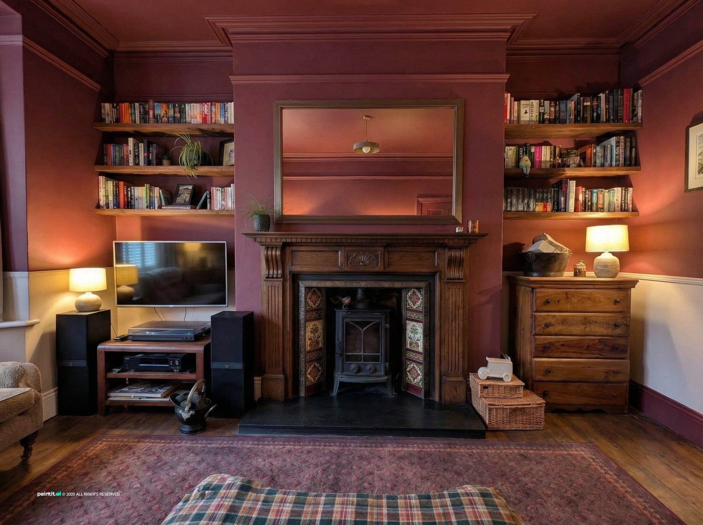 Wine Red Living Room: Elegant Decor Ideas | Paintit.ai - 4