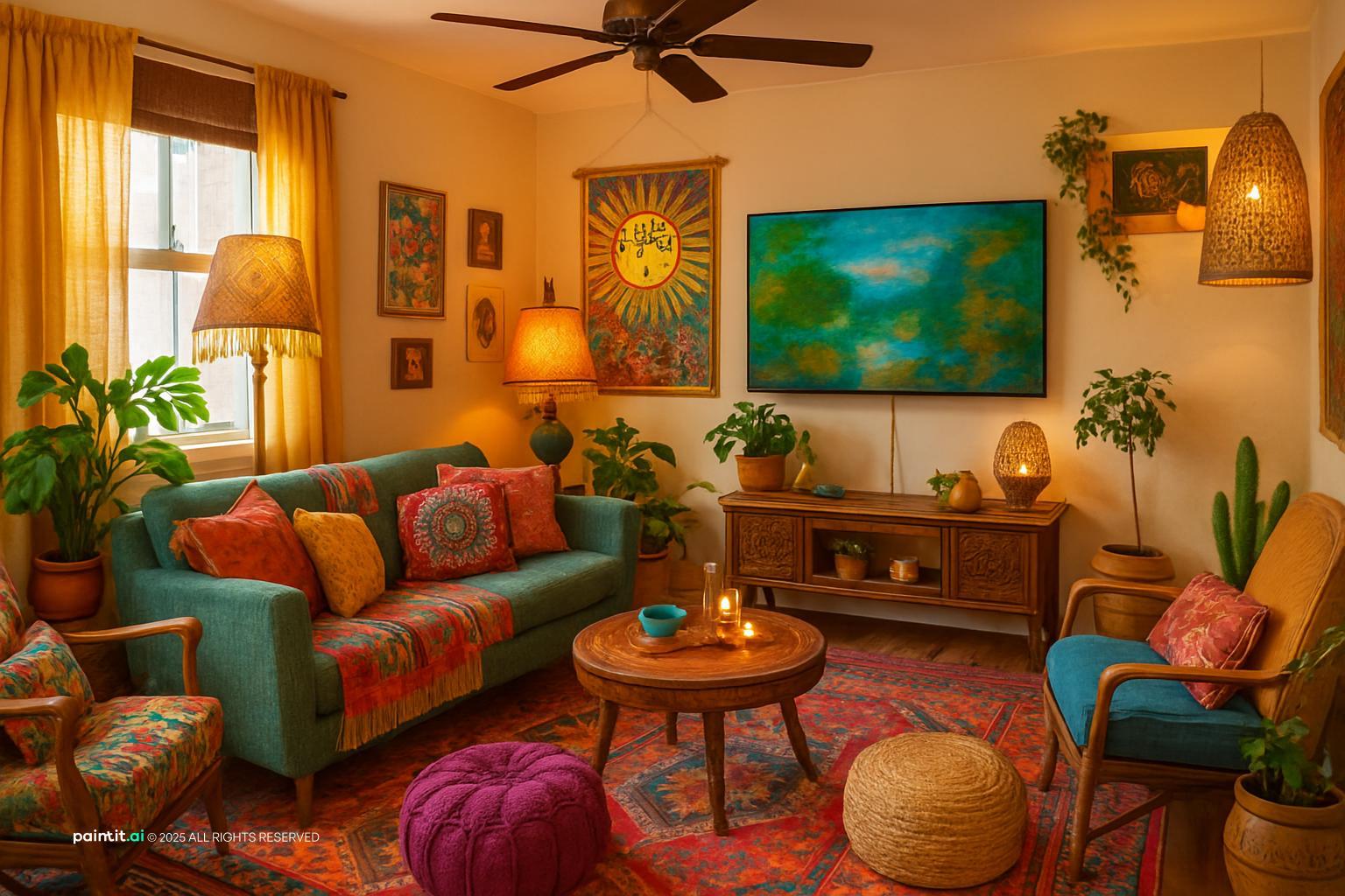 Vintage Eclectic Living Room - Design Inspiration | Paintit.ai - 13