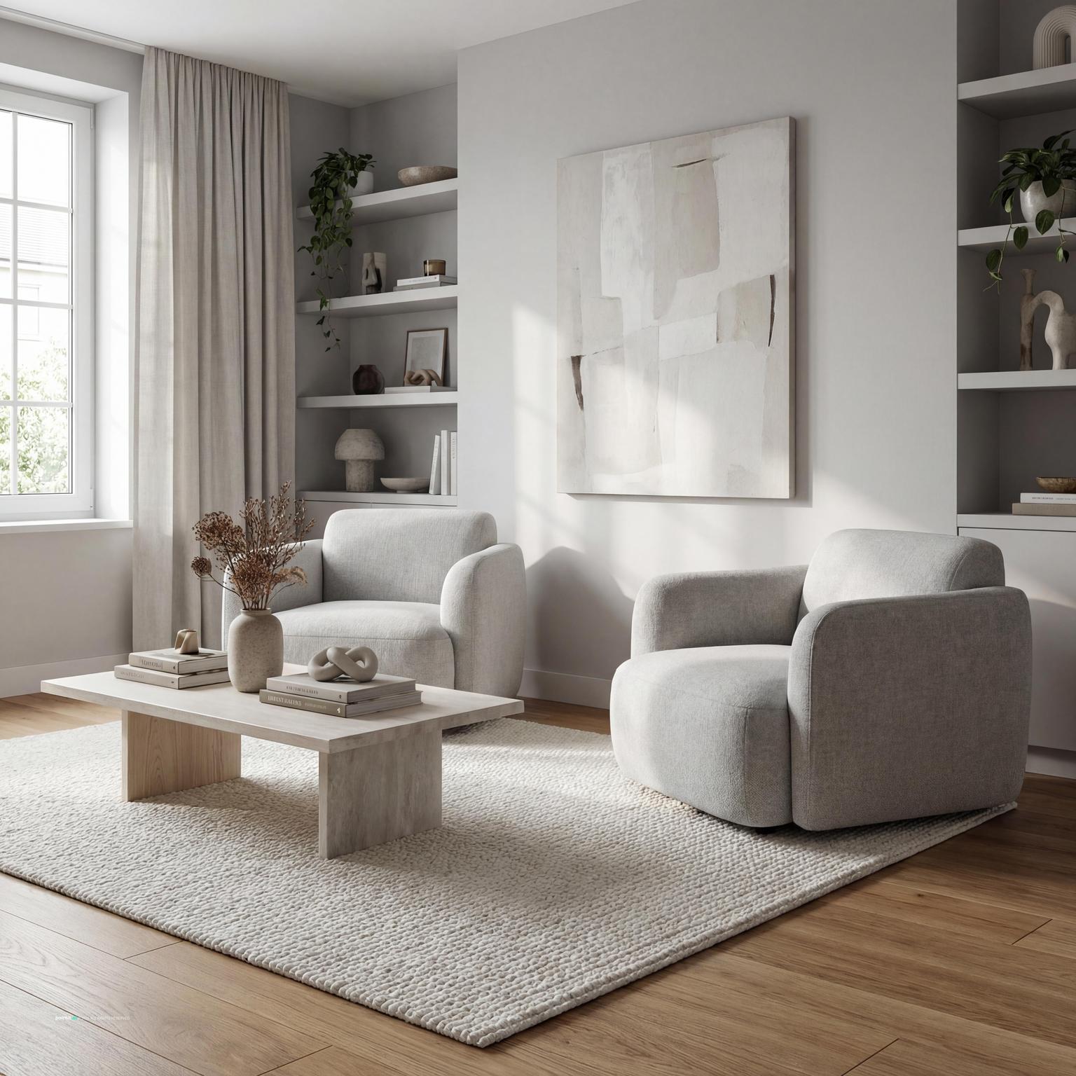 Elegant Small Living Room Design 2023: a sophisticated answer to any 'white trash living room' notion.