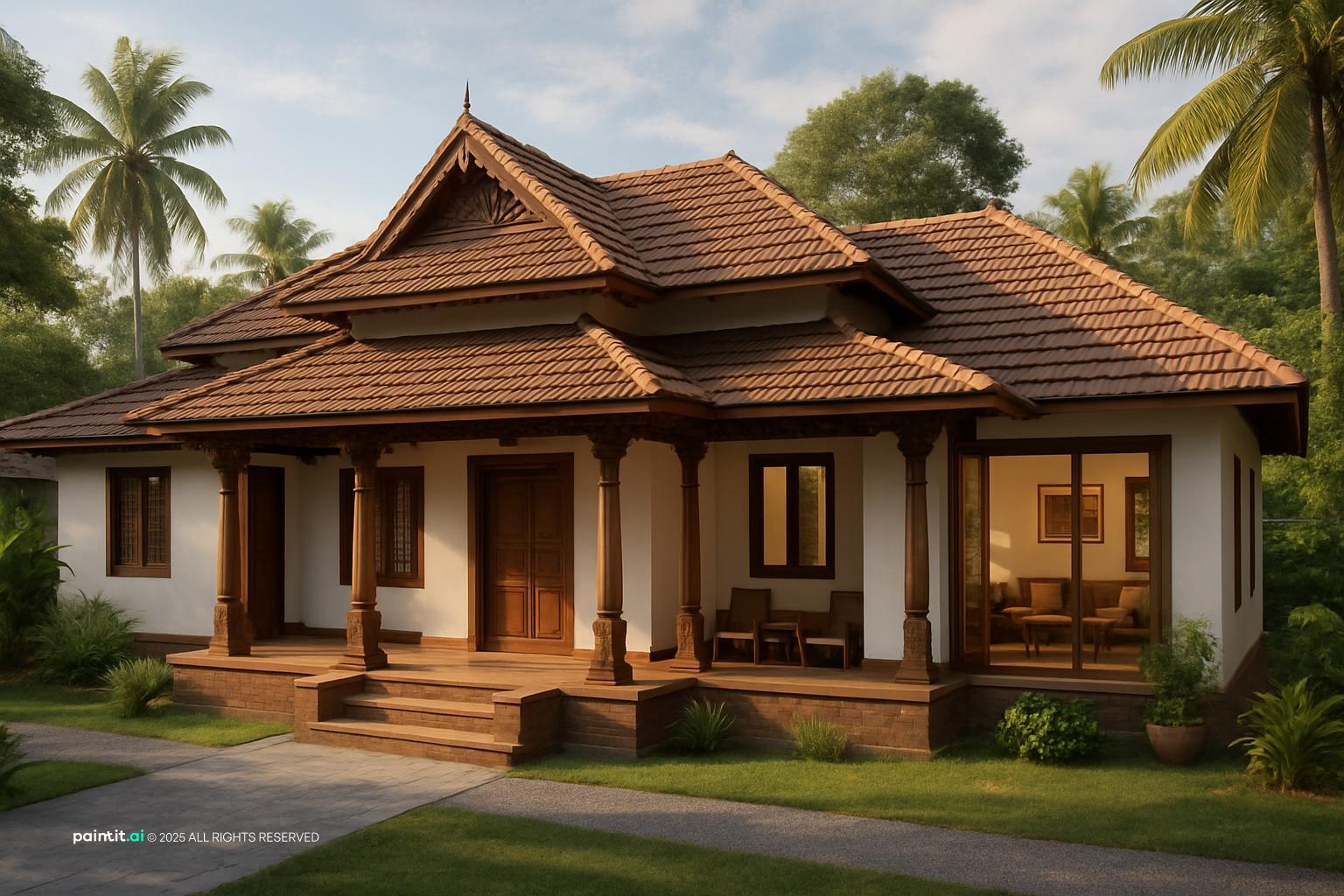 Stunning Kerala Home 3D Visualization inspired by Living Room Dining Room Combo