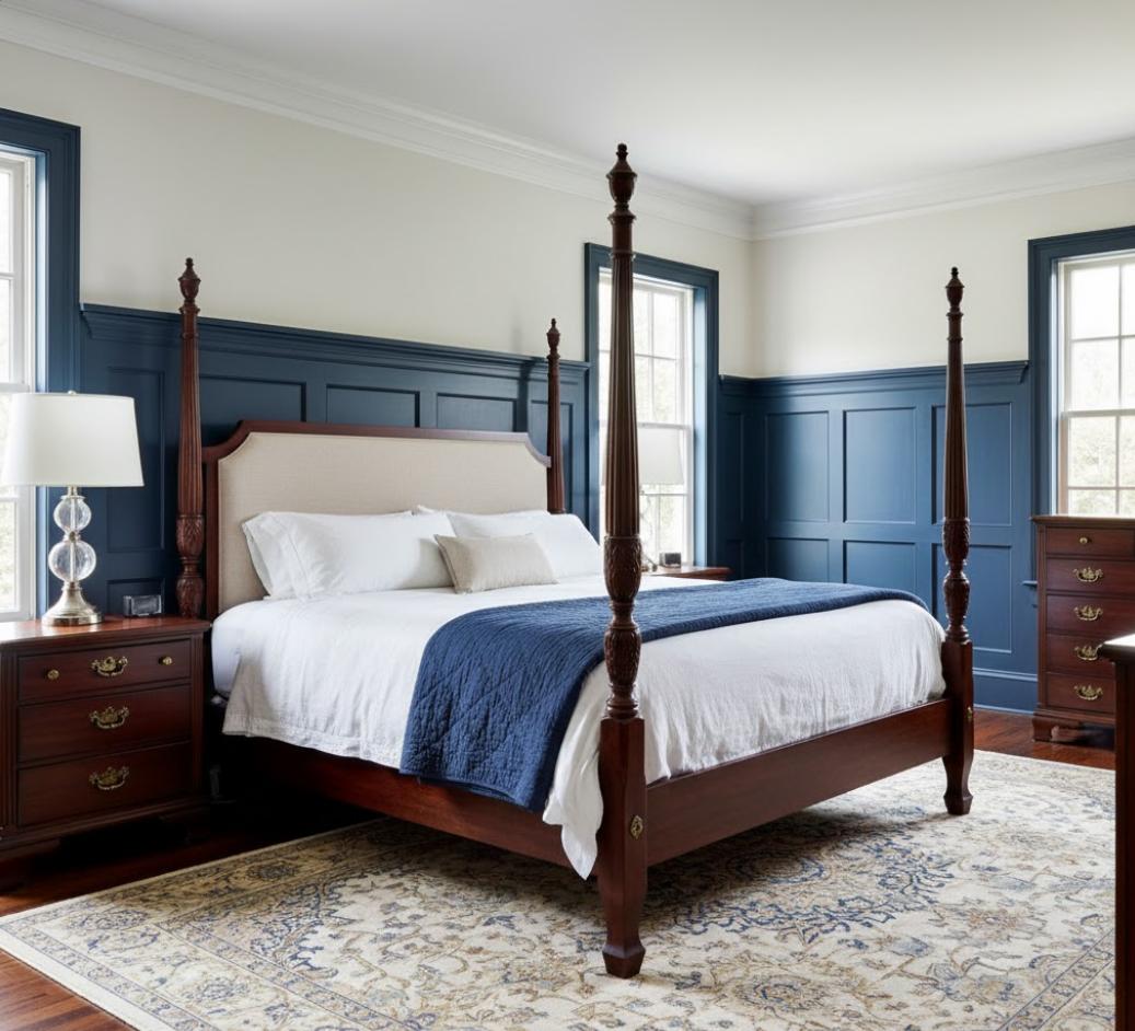 Architectural Navy Blue Wainscoting