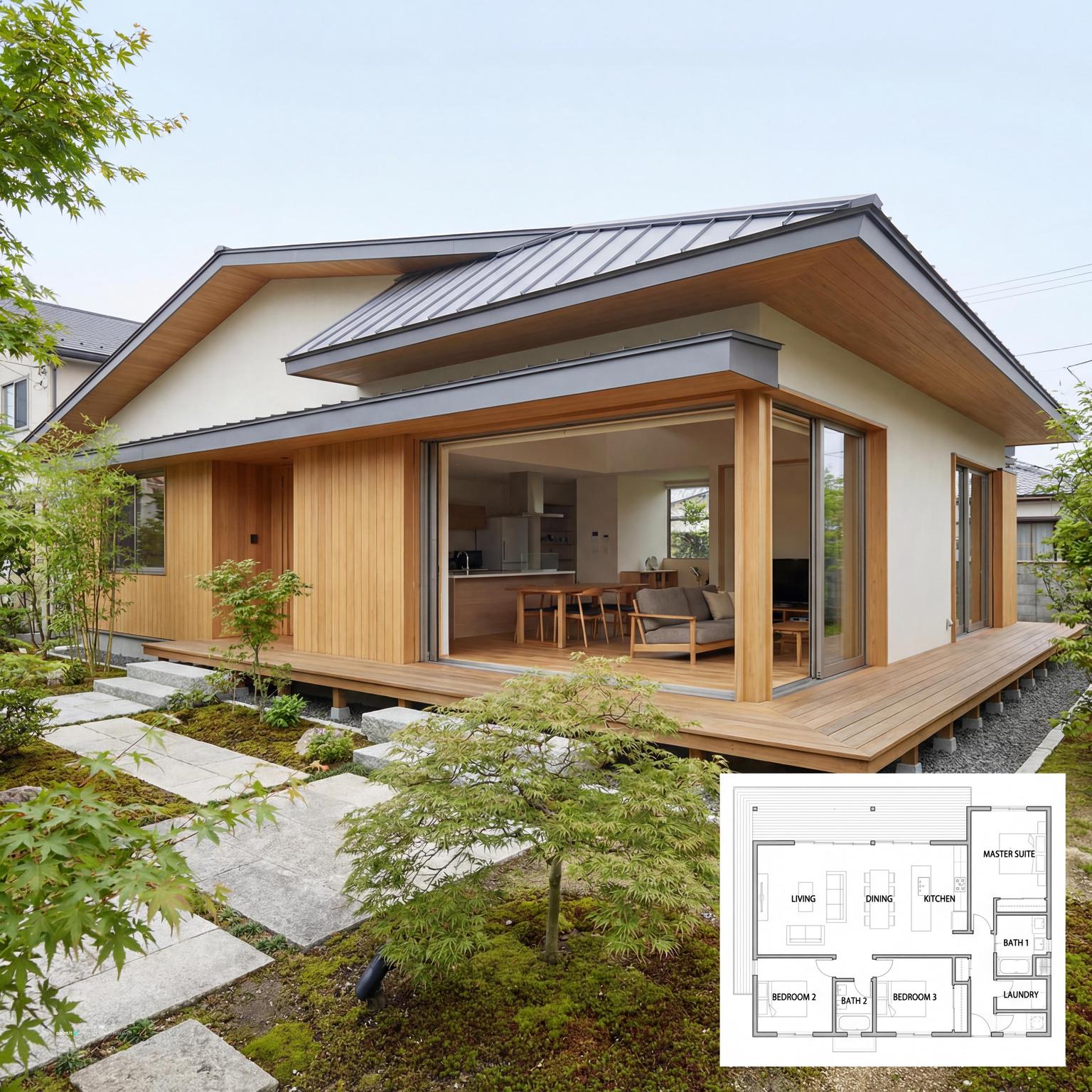 Modern Minimalist Japanese House Design 1930s living room