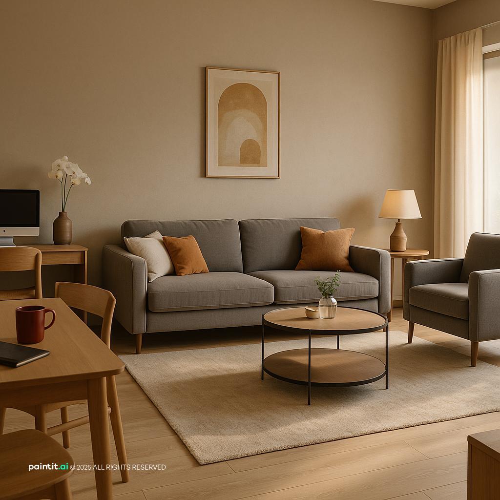 Worldly Gray Living Room: Sophisticated Interior Design | Paintit.ai - 20