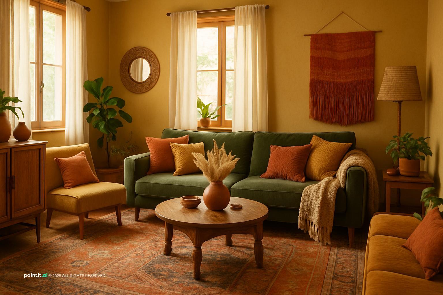 Yellow and Beige Living Room - Design Inspiration | Paintit.ai - 27