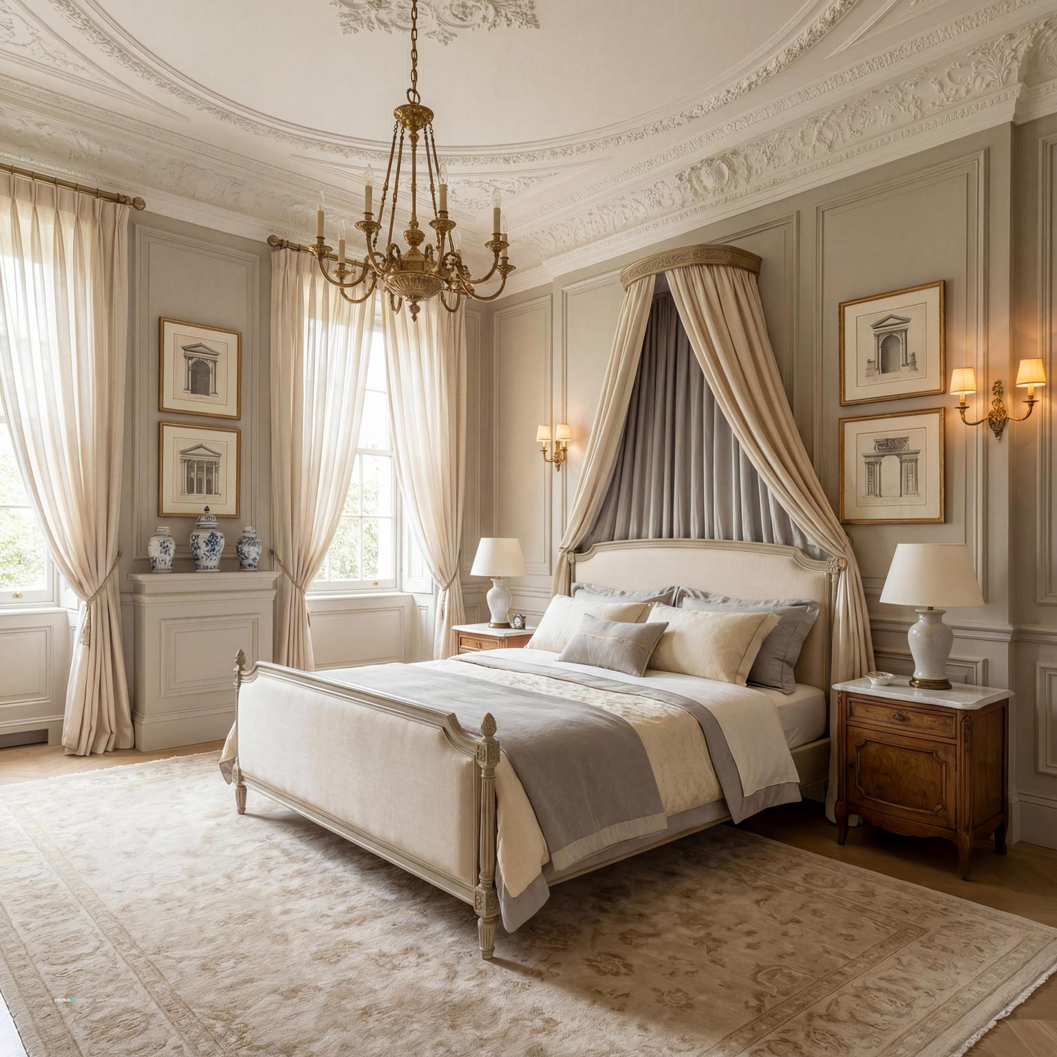 Elegant Neoclassical Bedroom with Gold Accents for Neoclassical Style Interior Design