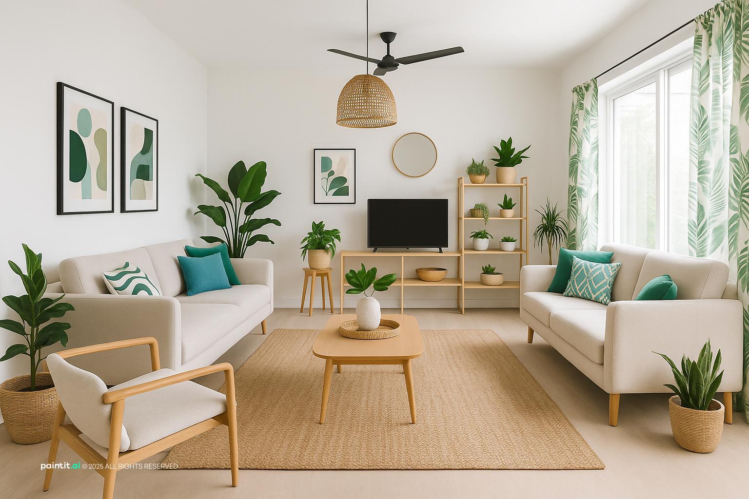 Blue and Green Living Room: Design Ideas | Paintit.ai - 19