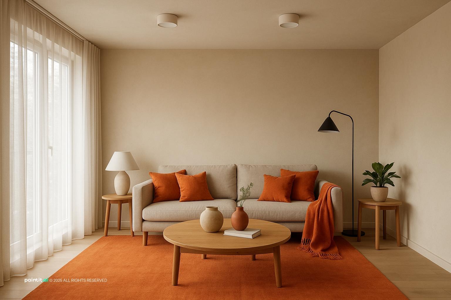 Rustic Burnt Orange Living Room: Design Inspiration | Paintit.ai - 22