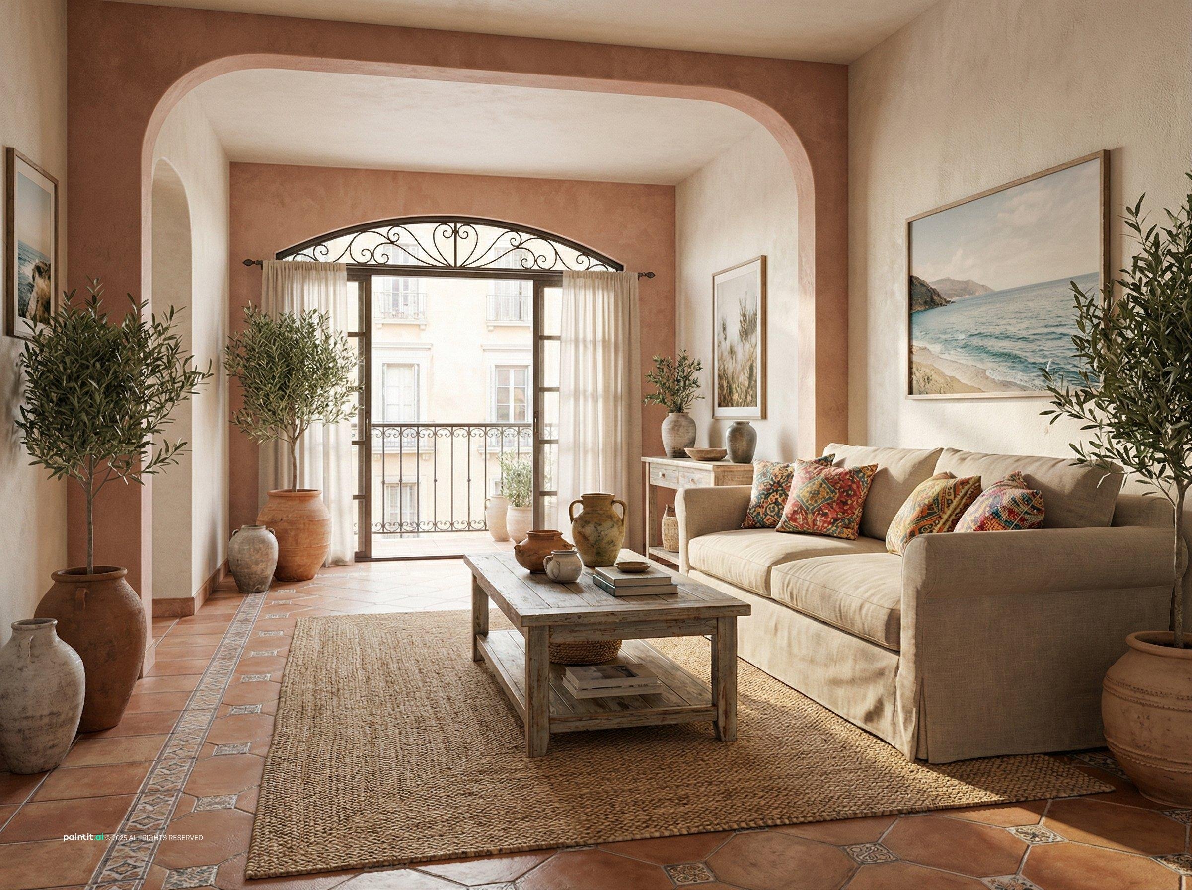California Mission style interior design visual reference 4: fireplace as the room anchor