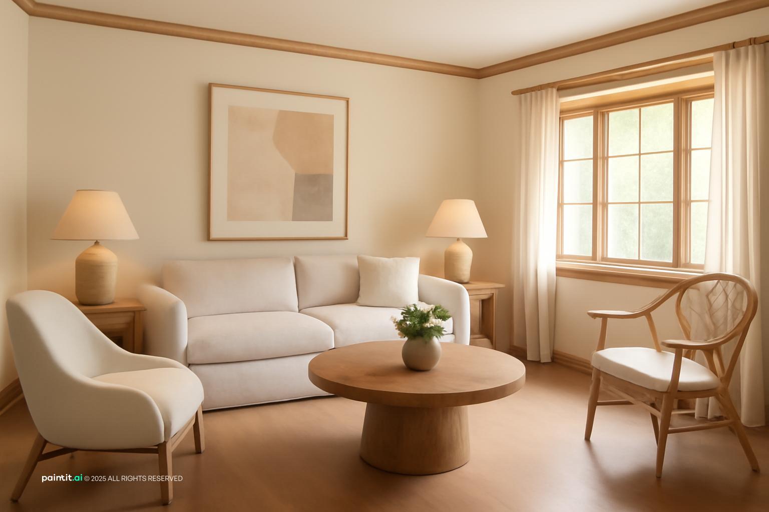 White Oak Living Room - Design Inspiration | Paintit.ai - 4