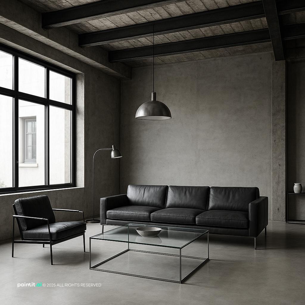 Modern industrial long living room design ideas, blending raw textures with functional furniture and open layouts for urban appeal.